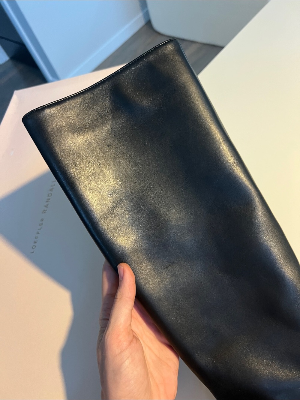 Loeffler Randall gia tall black leather knee high block heeled boots size 6.5 - Picture 6 of 15